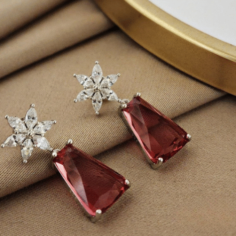 Redish Floral Earrings (St2300)