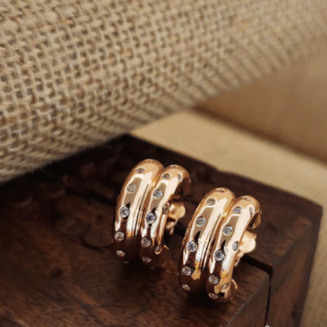 Sparkling Rose Gold Earrings (St3106)