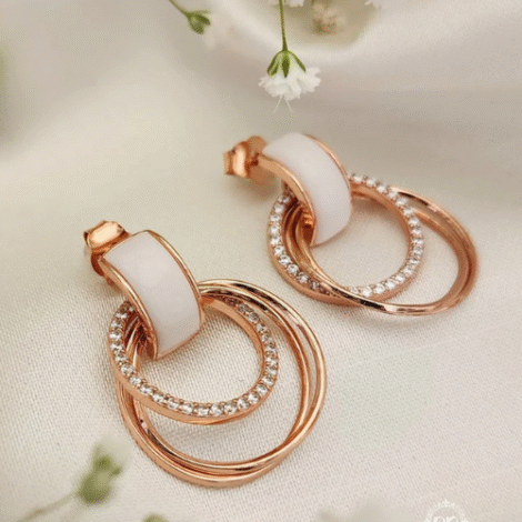 White Trio Ring MOP Earrings (St2837)